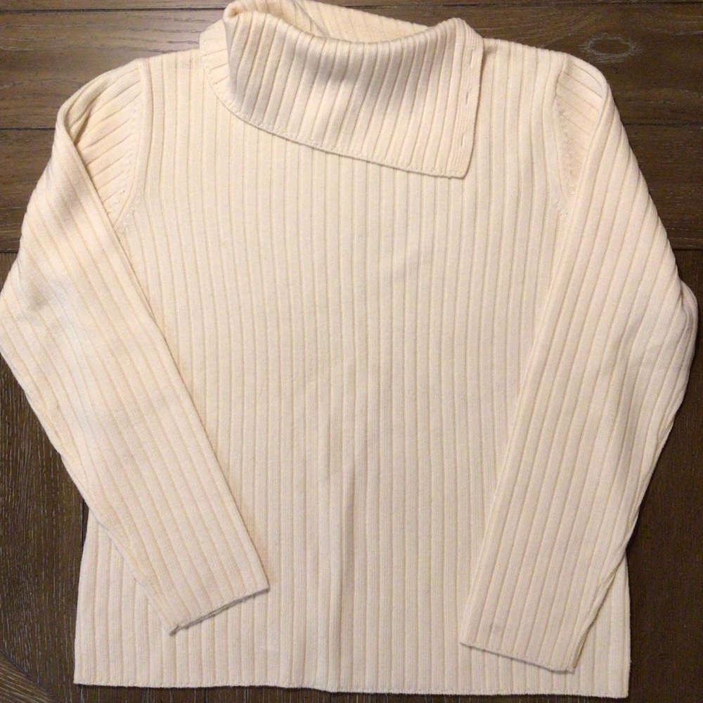 Cream Ribbed Women's Sweater
